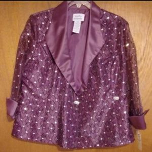 👀Women Wine/Purple Diamond Accent Bling Blazer Size 8.NWT